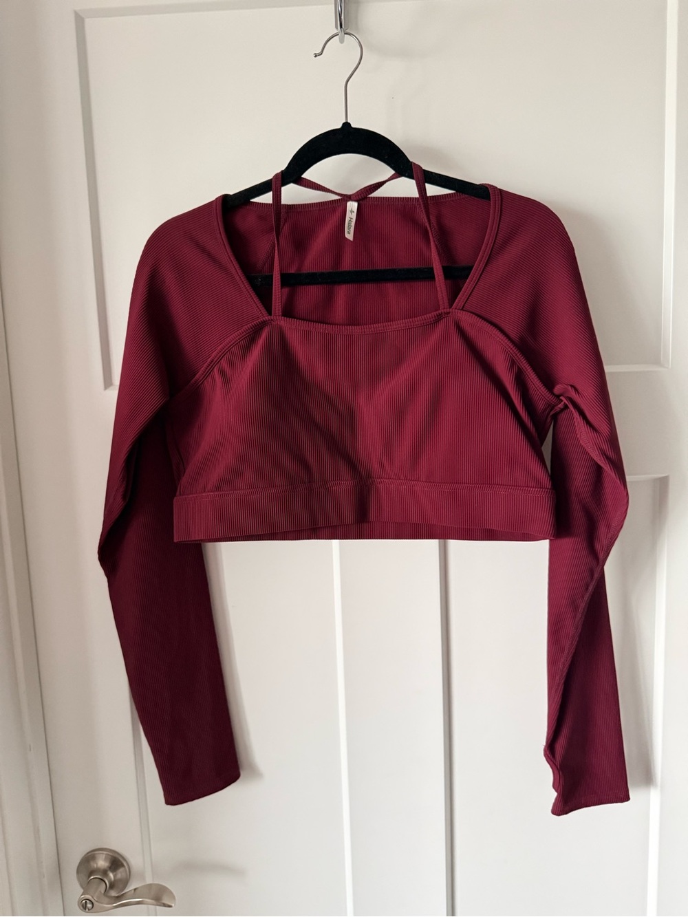 Halara Women's Long Sleeve Athletic Crop Top - Burgundy XL